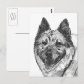 Noorse Schets Elkhound Briefkaart (Voorkant / Achterkant)