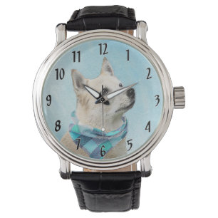 Noorse schilderij - Kute Original Dog Art Horloge
