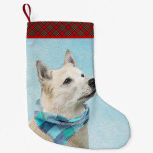 Noorse schilderij - Kute Original Dog Art Kleine Kerstsok