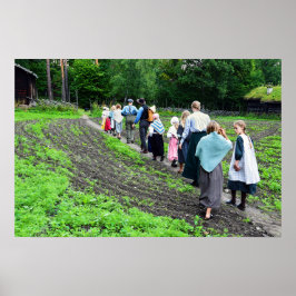 Noorse Schoolkinderen in Noors Folk Museum Poster