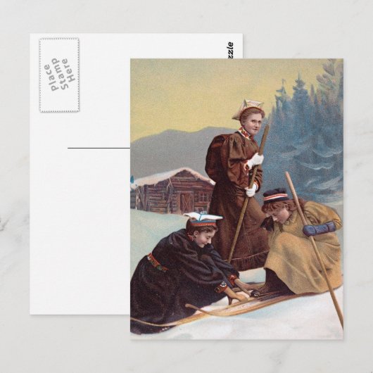 Noorse Skiërs Briefkaart (Voorkant / Achterkant)