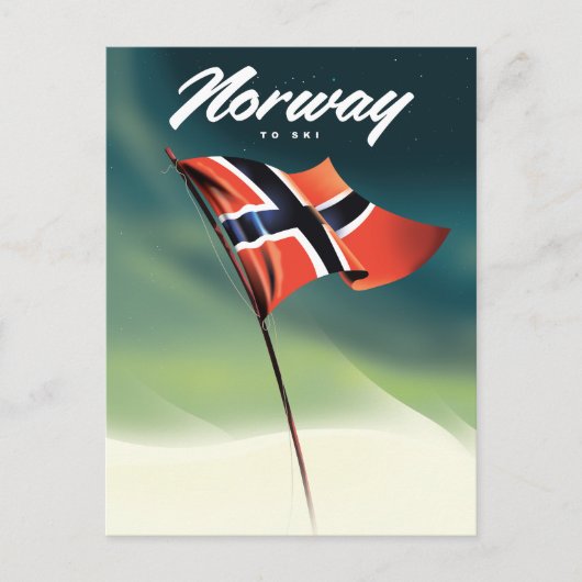 Noorse skiposter briefkaart (Voorkant)
