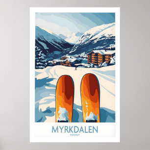 Noorse Skisfeer Kunst - Myrkdalen Bergposter Poster