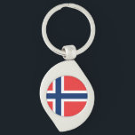 Noorse Sleutelhanger<br><div class="desc">Sleutelhanger van wervelstaal met Noorse vlag,  blauw en wit kruis op een rood veld</div>