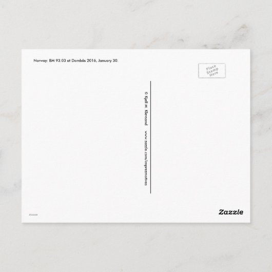 Noorse staatsspoorwegen BM 93 op Dombås 2016 Briefkaart (Achterkant)