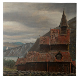 Noorse Stavenkerk (door Knud Baade) Tegeltje