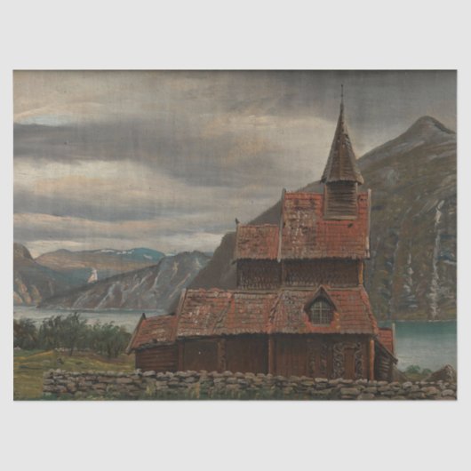 Noorse Stavenkerk (door Knud Baade) Tissuepapier (Voorkant)