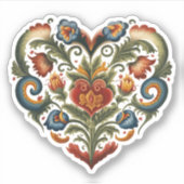Noorse Sticker voor rosemaling Folk Art Heart (Voorkant)