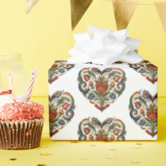 Noorse Sticker voor rosemaling Folk Art Heart Cadeaupapier