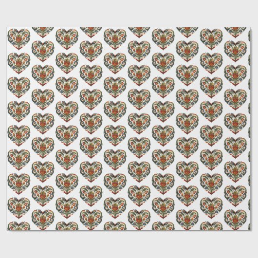 Noorse Sticker voor rosemaling Folk Art Heart Cadeaupapier (Vlak)