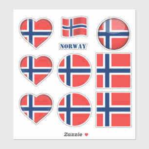 Noorse stickers en Noorse vlag, hart/sport