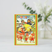  Noorse  tomte, oude auto, Kinder cpy Briefkaart (Staand voorkant)