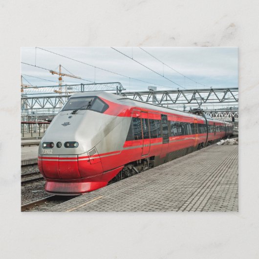 Noorse trein komt aan bij Oslo S Briefkaart (Voorkant)