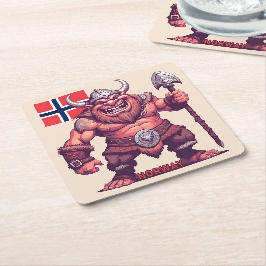 Noorse trol kartonnen onderzetters (Schuin)