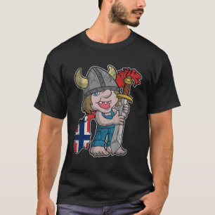 Noorse trol Noorwegen Vlag Norge noodlijdend T-shirt