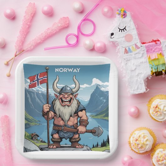 Noorse trol papieren bordje (Feest)