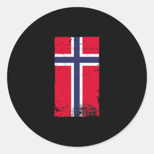 Noorse trots reizen vakantie Noorwegen vlag Ronde Sticker