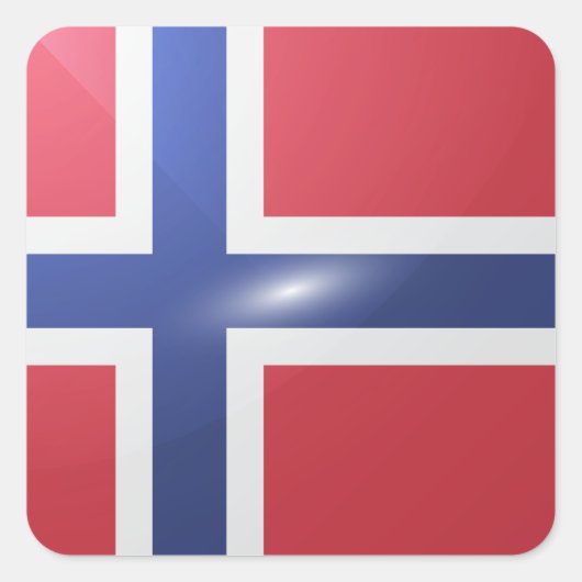 Noorse vierkante glossy vlag sticker (Voorkant)