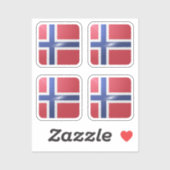 Noorse vierkante glossy vlag sticker (Vel)
