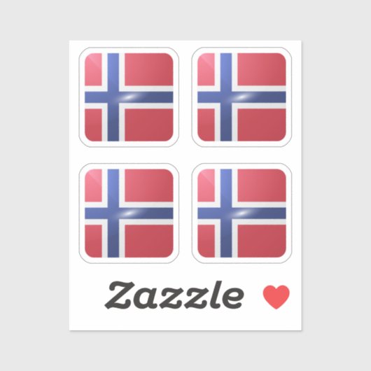 Noorse vierkante glossy vlag sticker (Vel)
