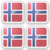 Noorse vierkante glossy vlag sticker (Voorkant)