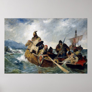 Noorse Vikingen landen in IJsland Jaar 872 Poster