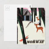 Noorse vintage reisposter landschap briefkaart (Voorkant / Achterkant)