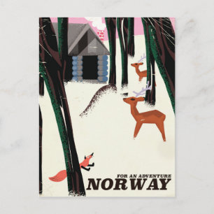 Noorse vintage reisposter landschap briefkaart
