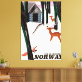 Noorse vintage reisposter landschap canvas afdruk (Insitu (Woonkamer))