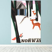 Noorse vintage reisposter landschap canvas afdruk (Insitu (Houten vloer))