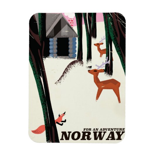 Noorse vintage-reisposter landschap magneet (Verticaal)