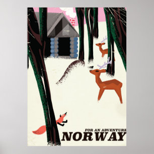 Noorse vintage reisposter landschap poster