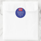 Noorse vlag Adreslabel Ronde Sticker (Tas)