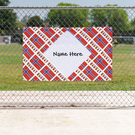 Noorse vlag betegelde zwarte personalisatie spandoek (Insitu)