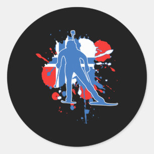 Noorse vlag Biathlonist - Noorse Biathlon Ronde Sticker