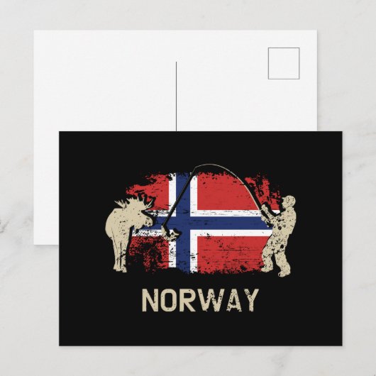 Noorse vlag briefkaart (Voorkant / Achterkant)