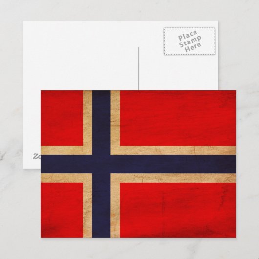 Noorse vlag briefkaart (Voorkant / Achterkant)