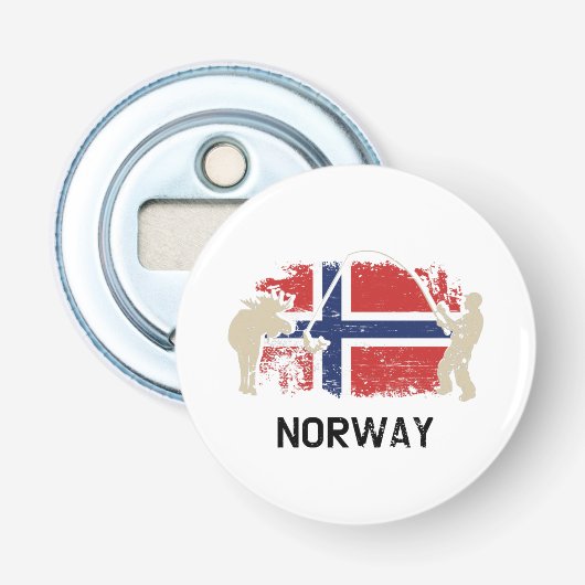 Noorse vlag button flesopener (Voorkant)