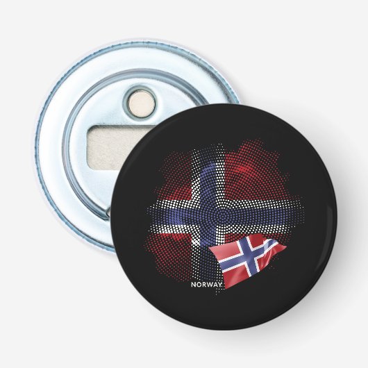 Noorse vlag button flesopener (Voorkant)
