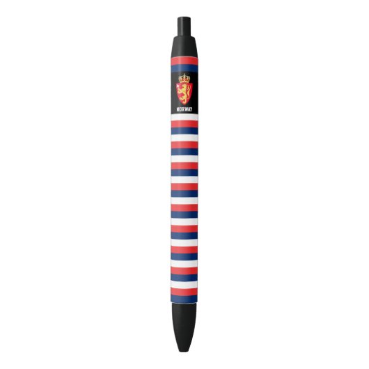 Noorse Vlag Cute Patriotic Zwarte Inkt Pen (Voorkant Verticaal)