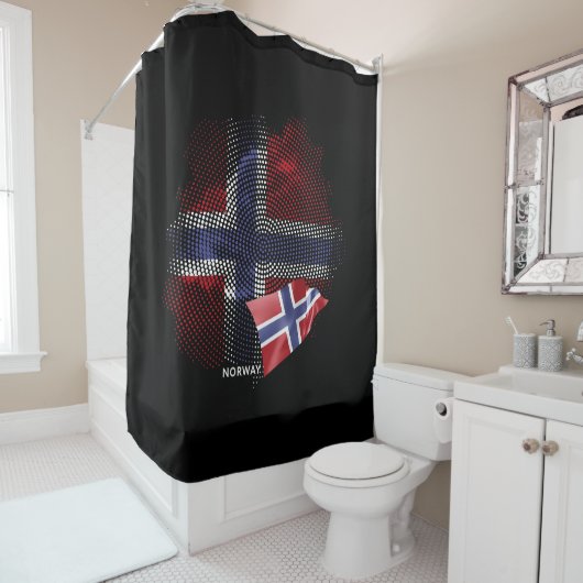Noorse vlag douchegordijn (In situ)