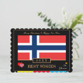 Noorse vlag en gelukkig nieuwjaar/beste wensen Noo Feestdagenkaart (Staand voorkant)