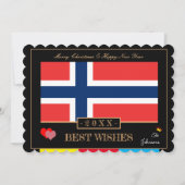 Noorse vlag en gelukkig nieuwjaar/beste wensen Noo Feestdagenkaart (Voorkant)