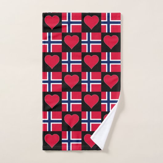 Noorse vlag en Heart Pattern Noorse Pride Handdoek (Handdoek)