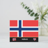 Noorse vlag en Noorse landreis/Noorwegen Briefkaart (Staand voorkant)