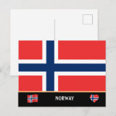 Noorse vlag en Noorse landreis/Noorwegen Briefkaart (Voorkant / Achterkant)