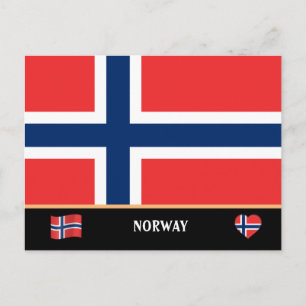 Noorse vlag en Noorse landreis/Noorwegen Briefkaart