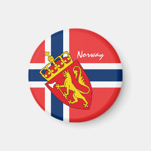 Noorse vlag en Noorwegen, reizen/sport Magneet