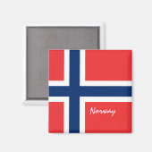 Noorse vlag en Noorwegen, reizen/sport Magneet (Voorkant / Achterkant)