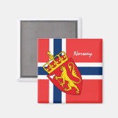 Noorse vlag en Noorwegen, reizen/sport Magneet (Voorkant / Achterkant)